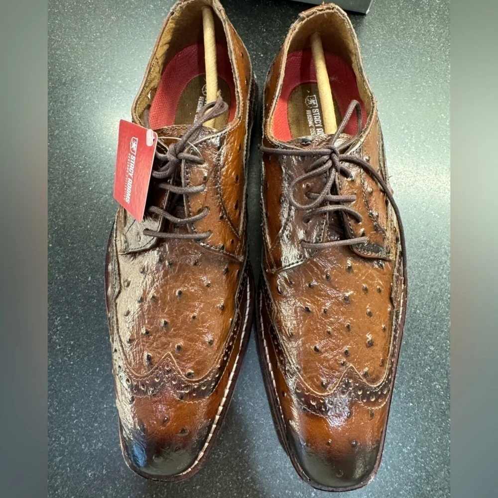 Stacy Adams Shoes - GENNARO Wingtip Oxford Men’s Size 7.5 Cognac NEW